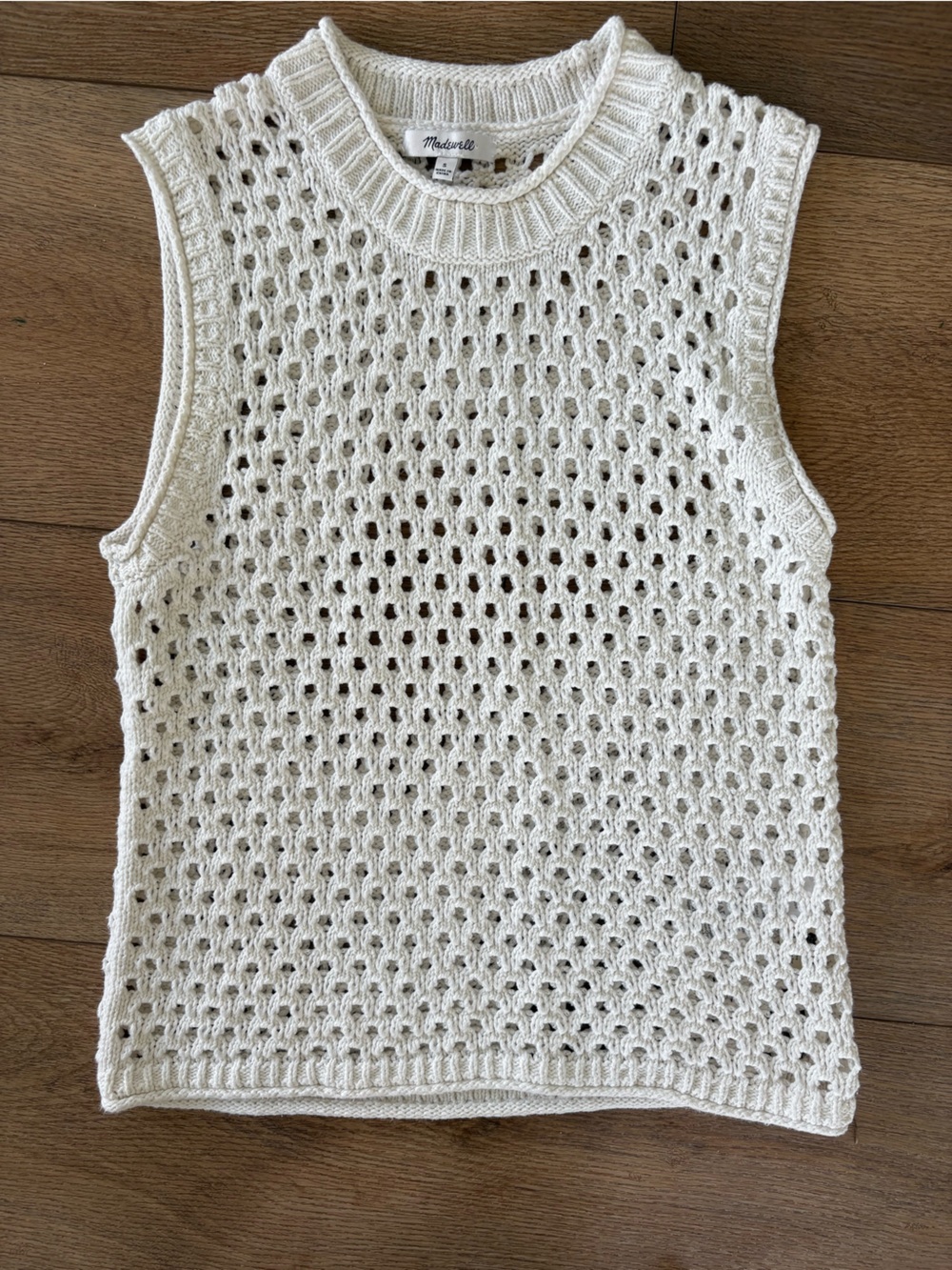 Madewell Cream Open-Knit Sleeveless Tank
